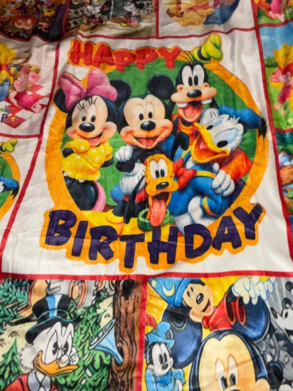 Disney Mickey & Friends Happy Birthday Multi-Color Party Throw